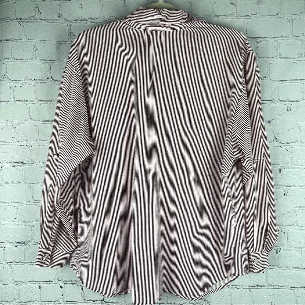 Tap & Co women's striped cotton button up long sleeve shirt, size L - Picture 2 of 10